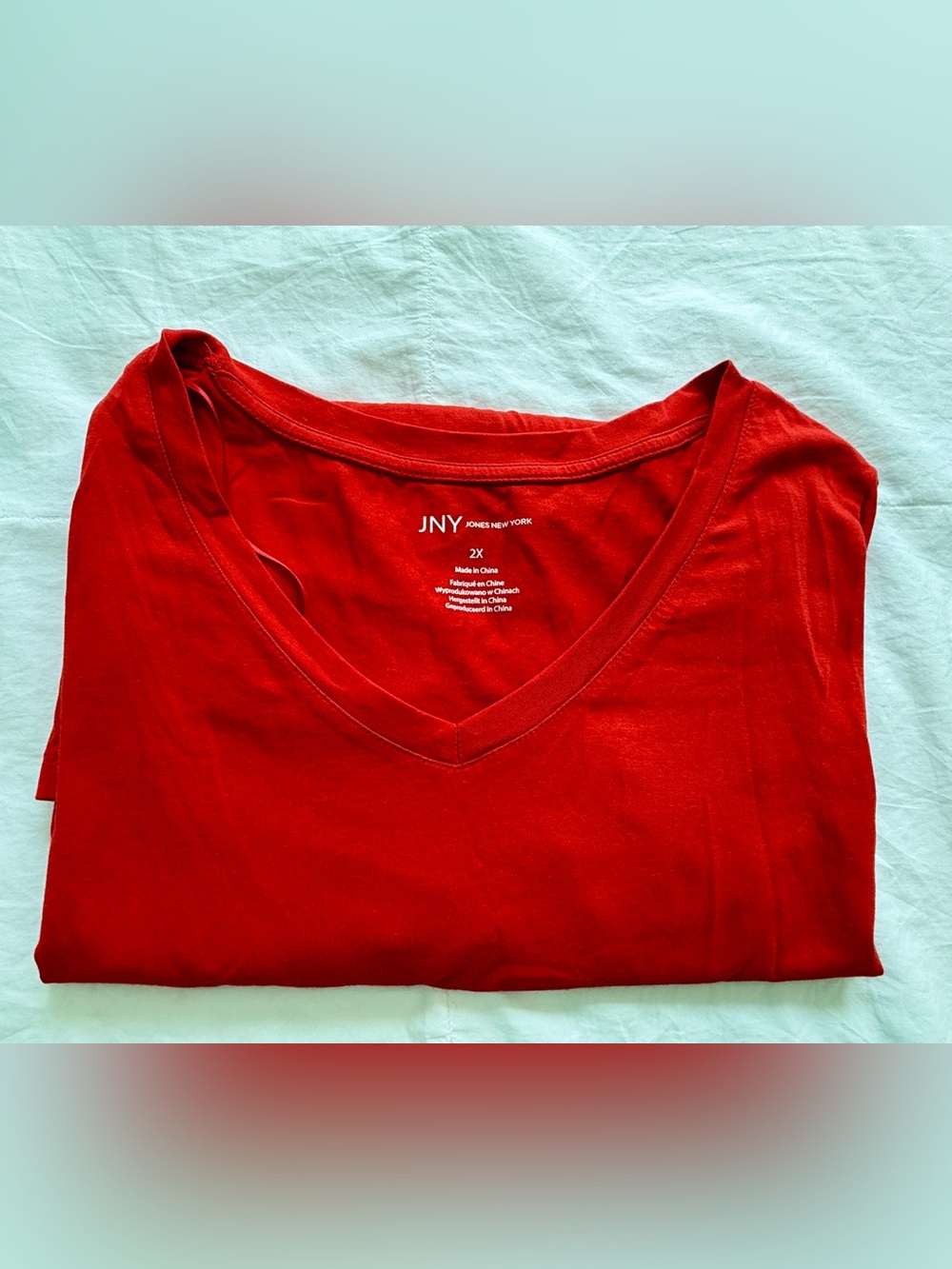 Jones of New York Red V-Neck Women’s Top READ
